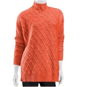 Mer Sea Sweater One Size Orange Paprika Lisbon Traveler Lattice Knit Boxy Preppy
